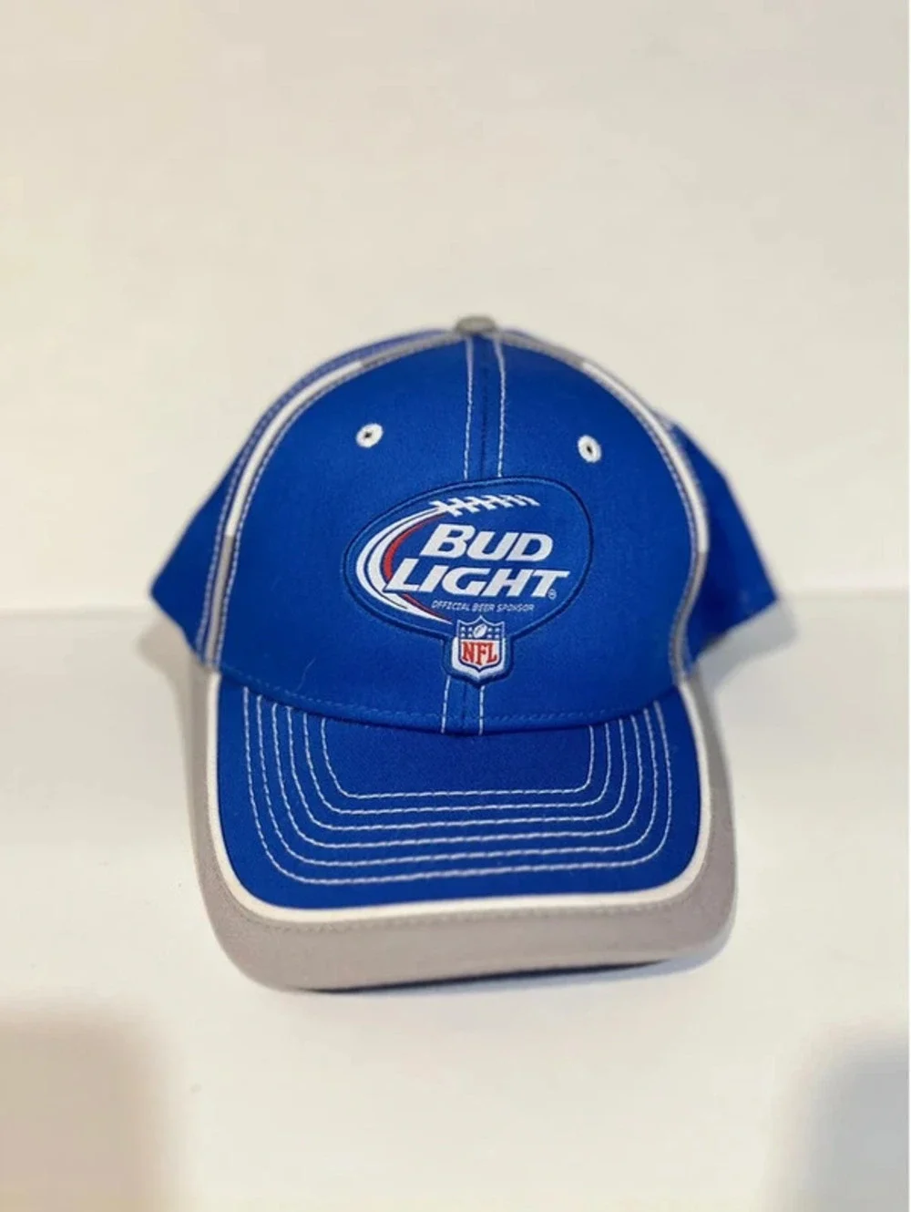 Bud Light Beer Hat NFL Football Sponsor Cap  Adjustable Strap Back Blue Grey hat